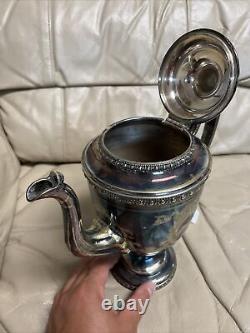 Antique Vintage Manhattan Plate Silver Plated Tea Coffee Set 4 Pc Set + Tray
