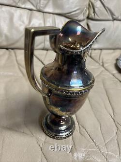 Antique Vintage Manhattan Plate Silver Plated Tea Coffee Set 4 Pc Set + Tray