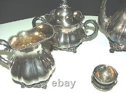 Antique/Vintage Meriden Silver Plate Co. Quadrupleplate 4 pc. Tea service set