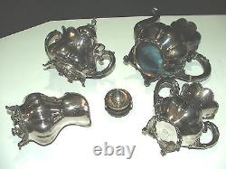 Antique/Vintage Meriden Silver Plate Co. Quadrupleplate 4 pc. Tea service set