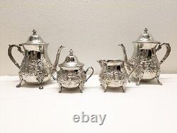 Antique Vintage Moroccan Silver Plated Coffee, Tea, Sugar, Creamer Set