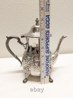 Antique Vintage Moroccan Silver Plated Coffee, Tea, Sugar, Creamer Set