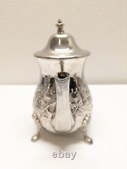 Antique Vintage Moroccan Silver Plated Coffee, Tea, Sugar, Creamer Set