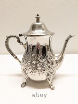 Antique Vintage Moroccan Silver Plated Coffee, Tea, Sugar, Creamer Set