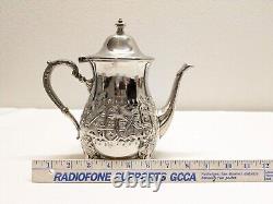 Antique Vintage Moroccan Silver Plated Coffee, Tea, Sugar, Creamer Set