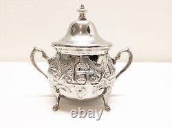 Antique Vintage Moroccan Silver Plated Coffee, Tea, Sugar, Creamer Set