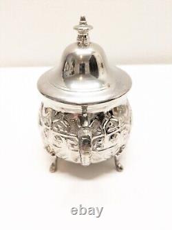 Antique Vintage Moroccan Silver Plated Coffee, Tea, Sugar, Creamer Set