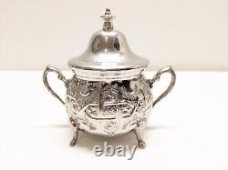 Antique Vintage Moroccan Silver Plated Coffee, Tea, Sugar, Creamer Set