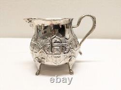 Antique Vintage Moroccan Silver Plated Coffee, Tea, Sugar, Creamer Set