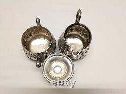 Antique Vintage Moroccan Silver Plated Coffee, Tea, Sugar, Creamer Set