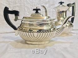 Antique Vtg Art Deco LEONARD Silver Plated Tea Pot Set Bakelite Handle Pitcher