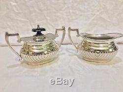 Antique Vtg Art Deco LEONARD Silver Plated Tea Pot Set Bakelite Handle Pitcher