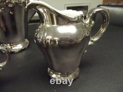 Antique WMF Tea Set Silver Over Porcelain, Tea Pot, Sugar and Creamer