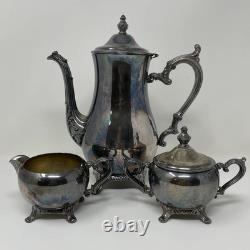 Antique WM Rogers 800 Silver Plate Footed Victorian Coffee Tea Pot 5 Piece Set