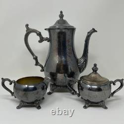 Antique WM Rogers 800 Silver Plate Footed Victorian Coffee Tea Pot 5 Piece Set