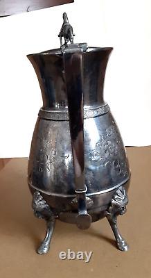 Antique Webster Manufacturing Co. Silver Triple Plate Coffe/Tea Pot-Horse Head