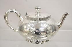 Antique Webster & Son Victorian Silver Plated Etched Tea Set 3 Pc Set