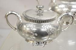 Antique Webster & Son Victorian Silver Plated Etched Tea Set 3 Pc Set