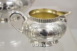 Antique Webster & Son Victorian Silver Plated Etched Tea Set 3 Pc Set