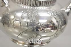 Antique Webster & Son Victorian Silver Plated Etched Tea Set 3 Pc Set