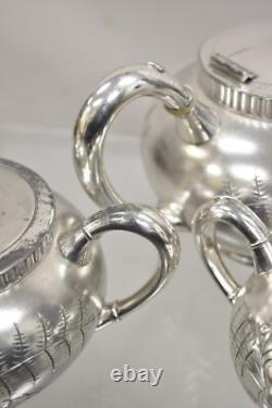 Antique Webster & Son Victorian Silver Plated Etched Tea Set 3 Pc Set