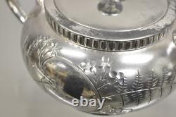Antique Webster & Son Victorian Silver Plated Etched Tea Set 3 Pc Set