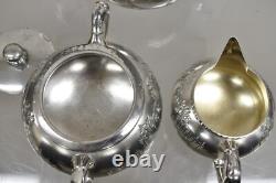 Antique Webster & Son Victorian Silver Plated Etched Tea Set 3 Pc Set
