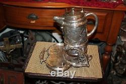 Antique Wicox Silverplate Victorian Tipping Water Tea Pitcher With Bottom Base