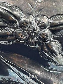 Antique Wilcox Holloware Silverplate Tea Caddy with High Relief Floral Repousse
