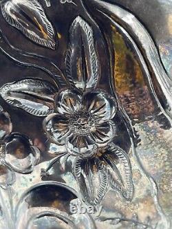 Antique Wilcox Holloware Silverplate Tea Caddy with High Relief Floral Repousse