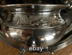 Antique Wilcox Quadruple Silver Plate 5 pc Tea Set Animal Theme Monogram B