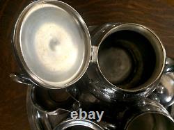 Antique Wilcox Quadruple Silver Plate 5 pc Tea Set Animal Theme Monogram B