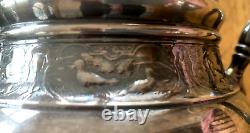 Antique Wilcox Quadruple Silver Plate 5 pc Tea Set Animal Theme Monogram B
