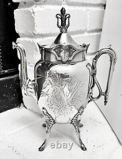 Antique Wilcox Silver Plate Co. Coffee Pot / Tea Pot Aesthetic Period 1870's