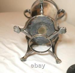 Antique ornate engraved silver plate Reed & Barton tea samovar dispenser kettle