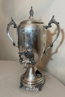 Antique ornate silverplate samovar tea coffee kettle pot dispenser oil burner