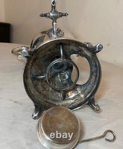 Antique ornate silverplate samovar tea coffee kettle pot dispenser oil burner