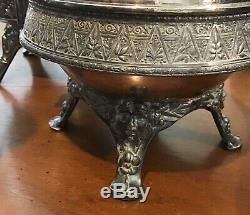 Antique set of 7 MERIDEN B. CO. SILVERPLATE TEA COFFEE SERVICE Victorian Birds