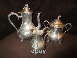 Antique silver plate Art Nouveau 3 pc. Set tea pot sugar & creamer ACORN FINIALS