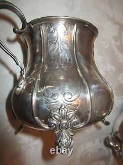 Antique silver plate Art Nouveau 3 pc. Set tea pot sugar & creamer ACORN FINIALS