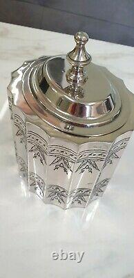 Antique silver plate oval tea caddy biscuit barrel
