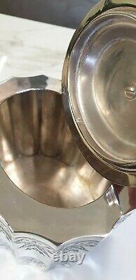 Antique silver plate oval tea caddy biscuit barrel