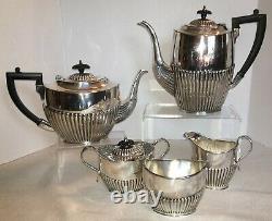 Antique silverplate coffee / tea service with creamer, sugar, waste Sheffield Engl