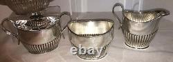 Antique silverplate coffee / tea service with creamer, sugar, waste Sheffield Engl