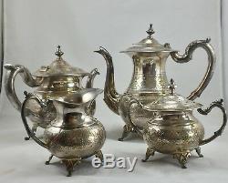 Antique/vintage E. P. S. Silver Plated Coffee And Tea Set Marked E. P. S 15M