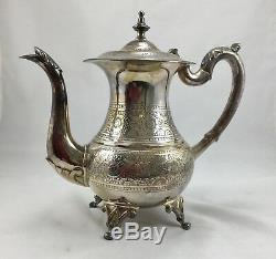 Antique/vintage E. P. S. Silver Plated Coffee And Tea Set Marked E. P. S 15M