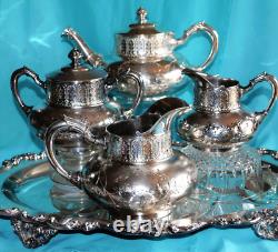 Antuqie Silverplate Quadruplate 5 Pieces Tea Set James W. Tufts England