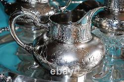 Antuqie Silverplate Quadruplate 5 Pieces Tea Set James W. Tufts England