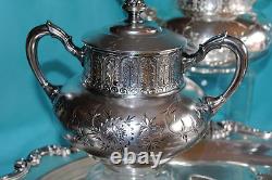 Antuqie Silverplate Quadruplate 5 Pieces Tea Set James W. Tufts England