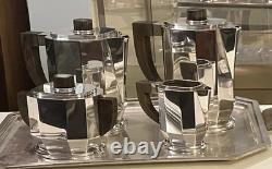 Art Deco 1930 Cubist Tea Set Silver Plate Puiforcat Ercuis Desny Christofle Era
